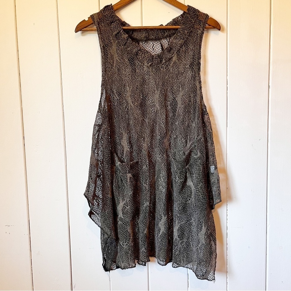 Witchy Mesh Black and Grey Tunic Top.